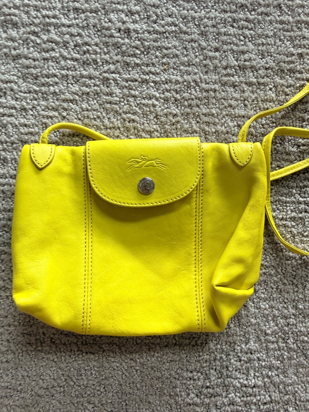 Longchamp Yellow Leather Crossbody Shoulder Bag